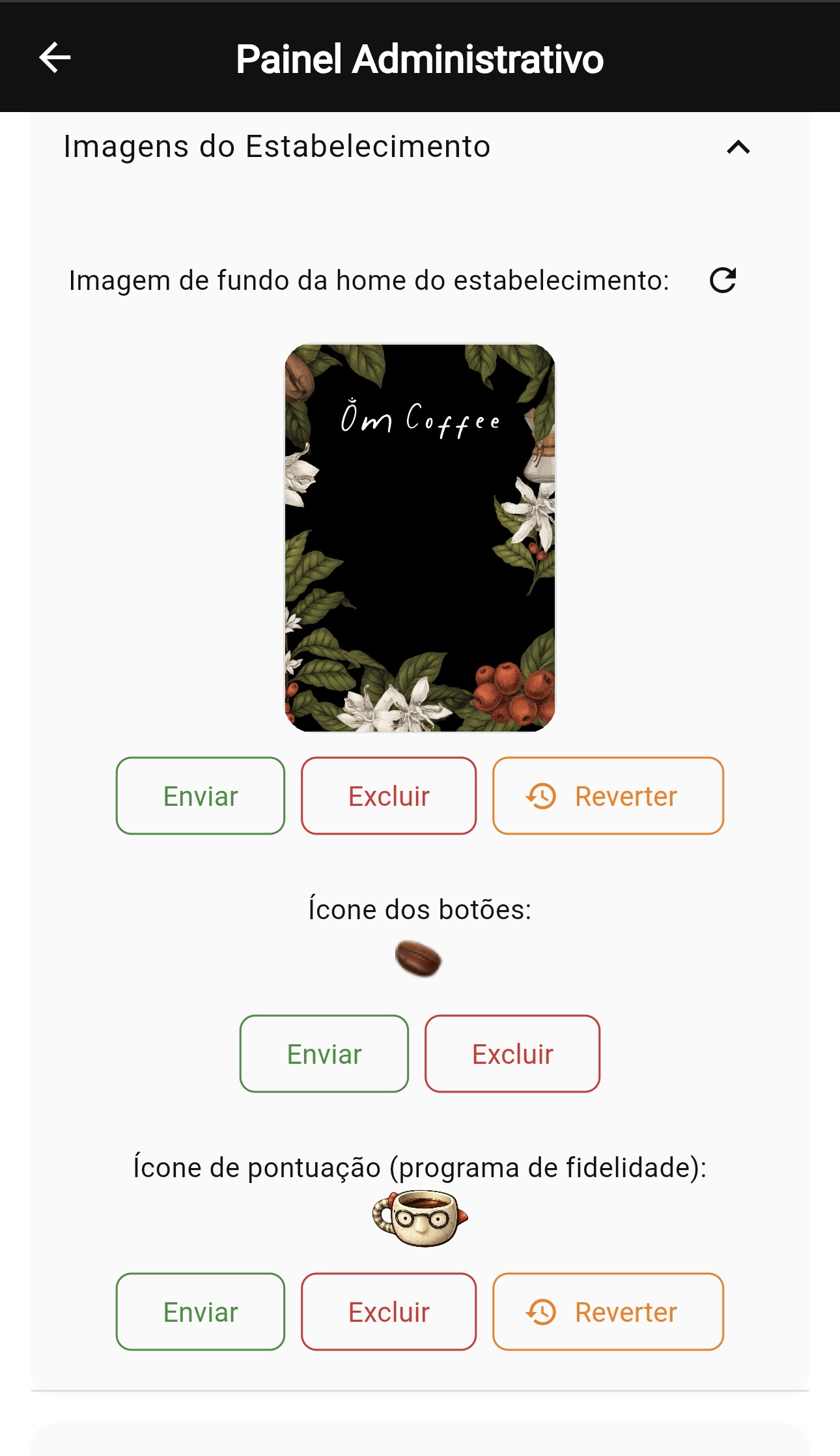 Imagens do estabelecimento no painel